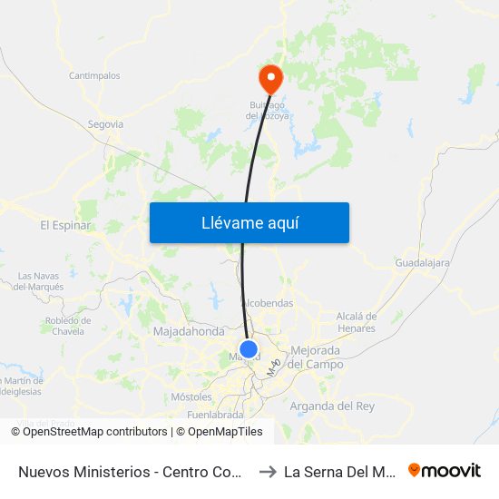 Nuevos Ministerios - Centro Comercial to La Serna Del Monte map