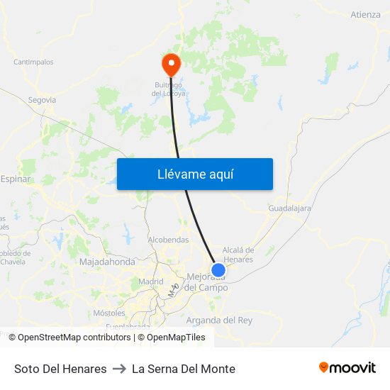 Soto Del Henares to La Serna Del Monte map
