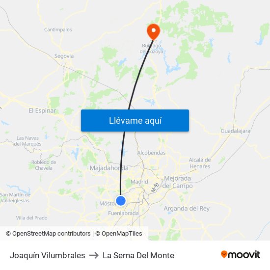 Joaquín Vilumbrales to La Serna Del Monte map