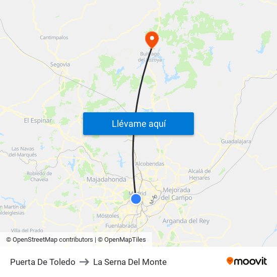 Puerta De Toledo to La Serna Del Monte map