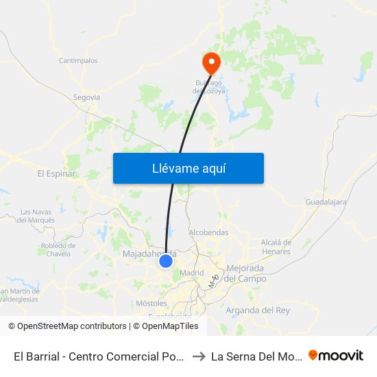 El Barrial - Centro Comercial Pozuelo to La Serna Del Monte map