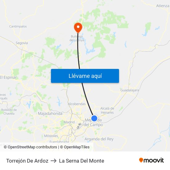 Torrejón De Ardoz to La Serna Del Monte map