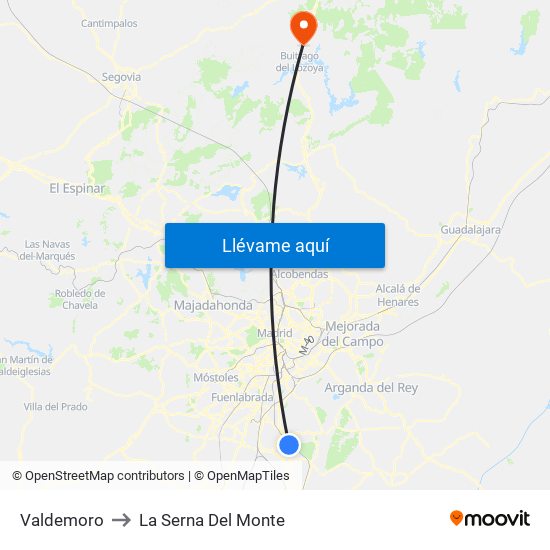 Valdemoro to La Serna Del Monte map