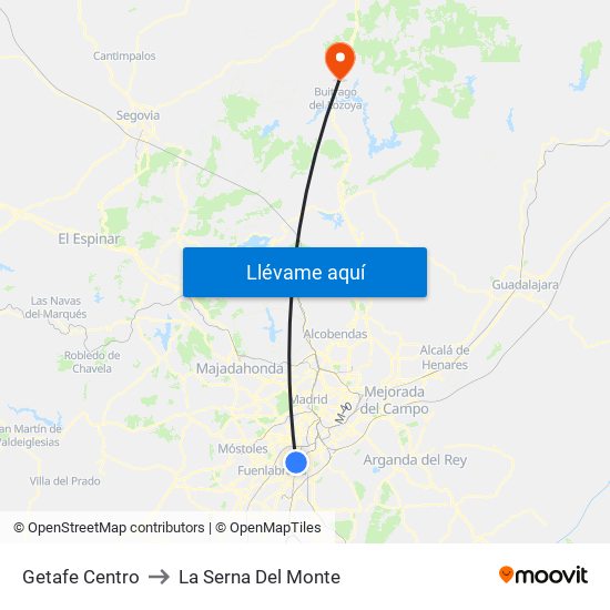Getafe Centro to La Serna Del Monte map