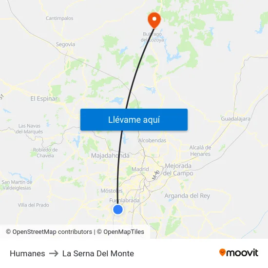 Humanes to La Serna Del Monte map