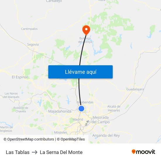 Las Tablas to La Serna Del Monte map