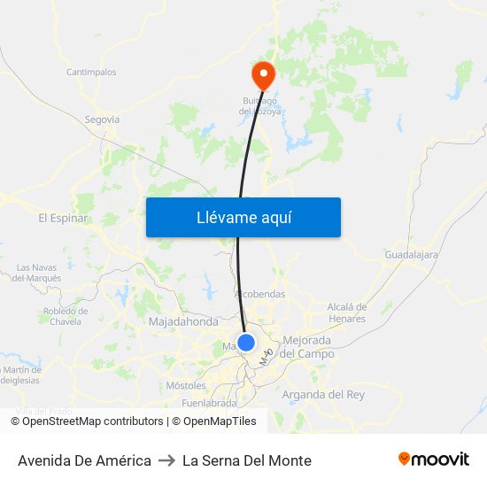 Avenida De América to La Serna Del Monte map