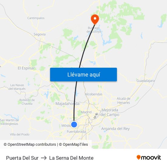 Puerta Del Sur to La Serna Del Monte map