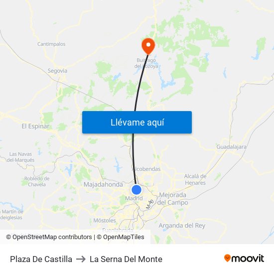 Plaza De Castilla to La Serna Del Monte map