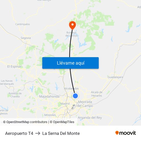 Aeropuerto T4 to La Serna Del Monte map