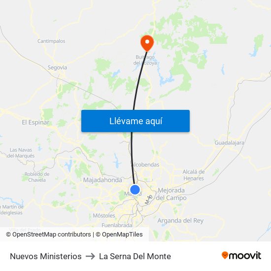 Nuevos Ministerios to La Serna Del Monte map