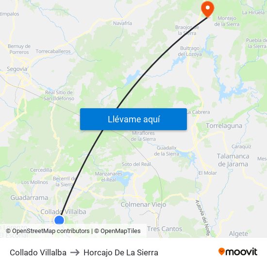 Collado Villalba to Horcajo De La Sierra map