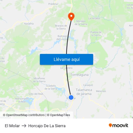 El Molar to Horcajo De La Sierra map