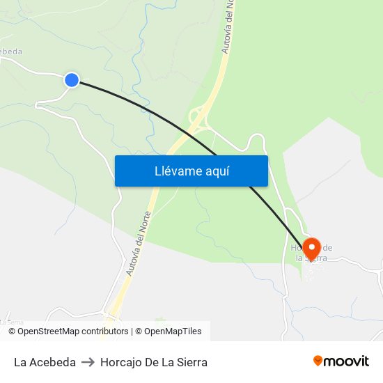 La Acebeda to Horcajo De La Sierra map