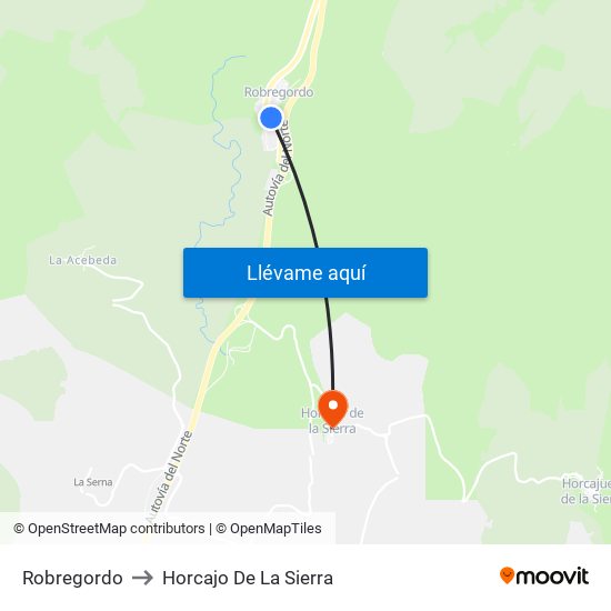 Robregordo to Horcajo De La Sierra map