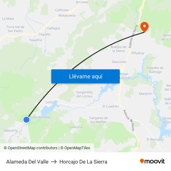 Alameda Del Valle to Horcajo De La Sierra map
