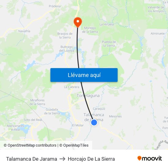 Talamanca De Jarama to Horcajo De La Sierra map