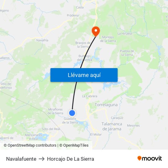 Navalafuente to Horcajo De La Sierra map