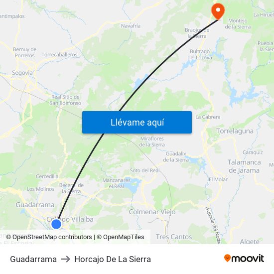 Guadarrama to Horcajo De La Sierra map