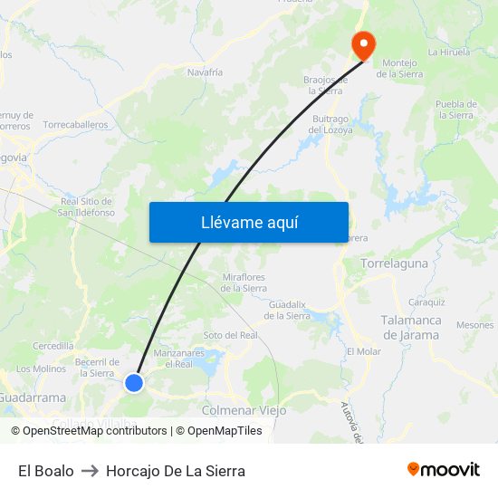 El Boalo to Horcajo De La Sierra map
