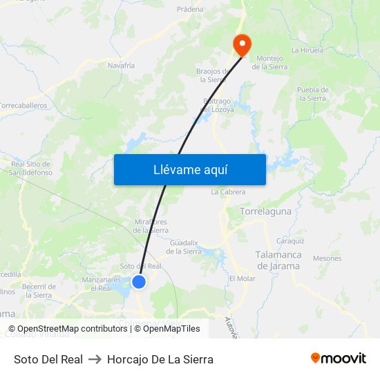 Soto Del Real to Horcajo De La Sierra map