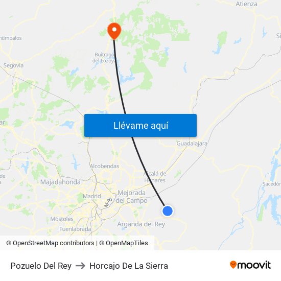 Pozuelo Del Rey to Horcajo De La Sierra map