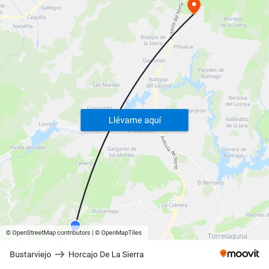 Bustarviejo to Horcajo De La Sierra map