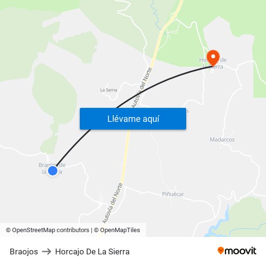 Braojos to Horcajo De La Sierra map