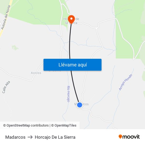 Madarcos to Horcajo De La Sierra map