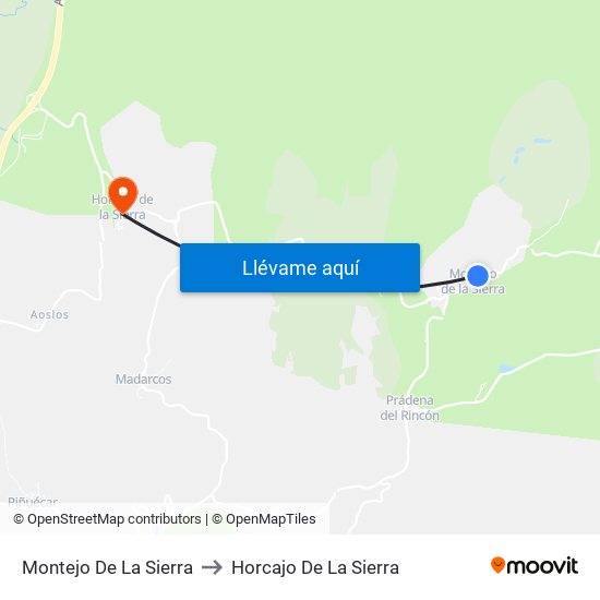 Montejo De La Sierra to Horcajo De La Sierra map