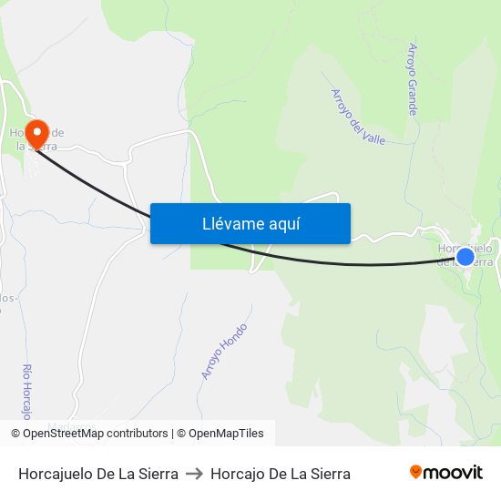 Horcajuelo De La Sierra to Horcajo De La Sierra map