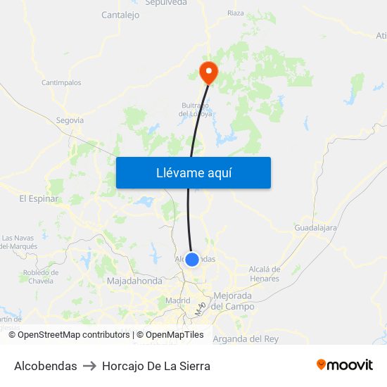 Alcobendas to Horcajo De La Sierra map