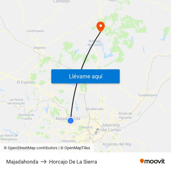 Majadahonda to Horcajo De La Sierra map
