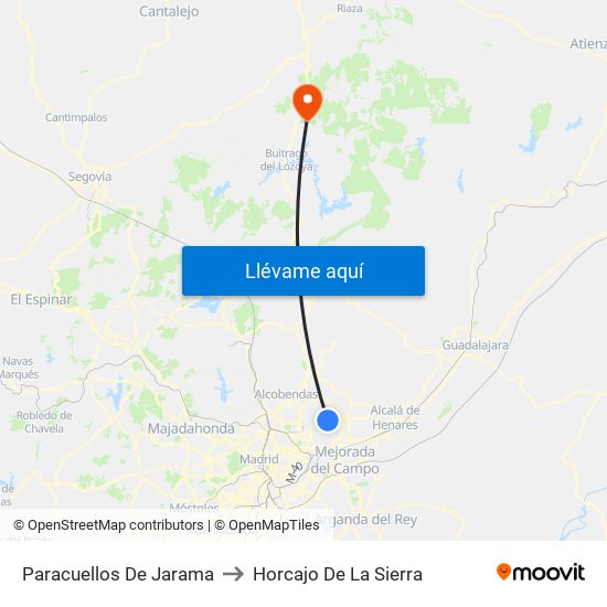 Paracuellos De Jarama to Horcajo De La Sierra map