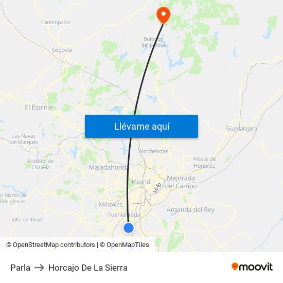 Parla to Horcajo De La Sierra map