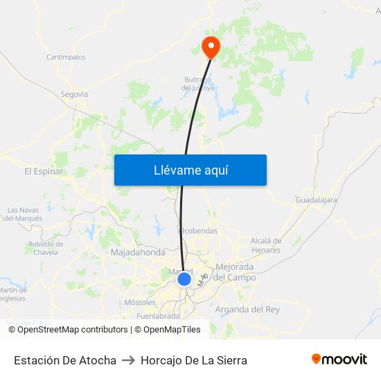 Estación De Atocha to Horcajo De La Sierra map