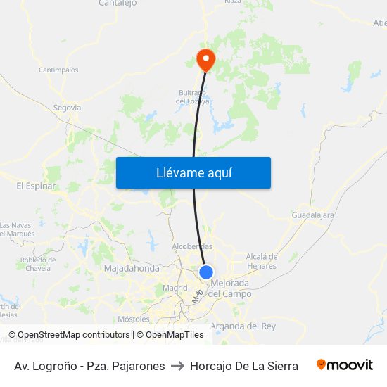 Av. Logroño - Pza. Pajarones to Horcajo De La Sierra map