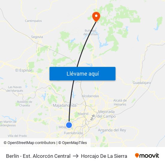 Berlín - Est. Alcorcón Central to Horcajo De La Sierra map