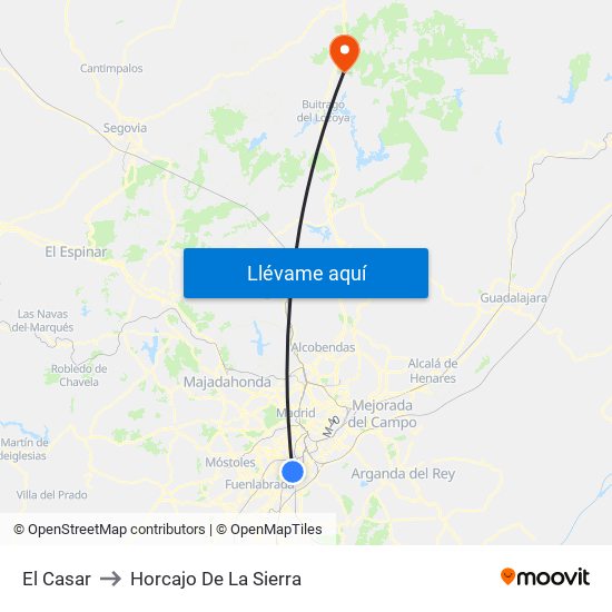 El Casar to Horcajo De La Sierra map