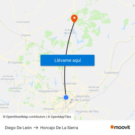 Diego De León to Horcajo De La Sierra map