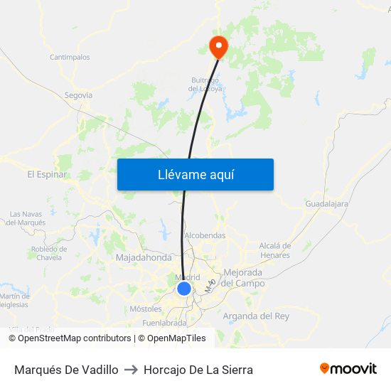Marqués De Vadillo to Horcajo De La Sierra map