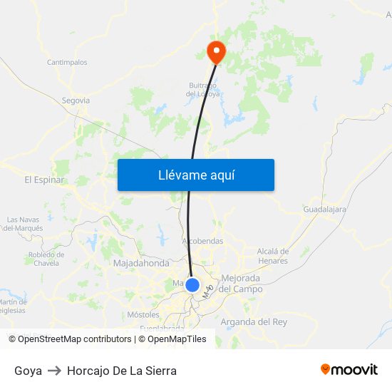 Goya to Horcajo De La Sierra map