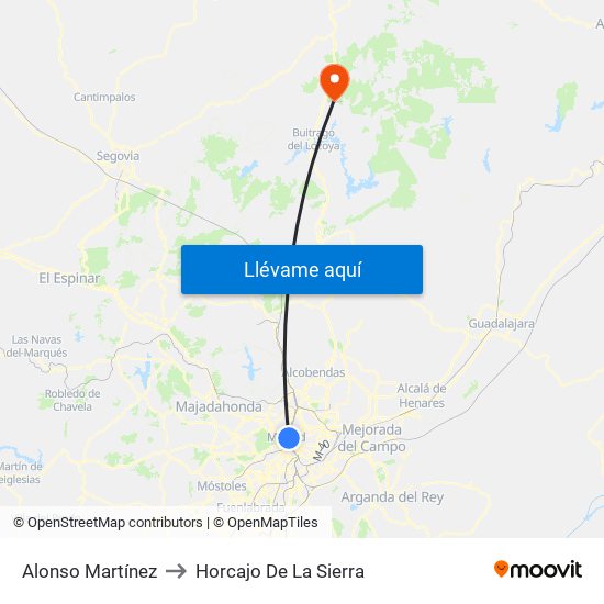 Alonso Martínez to Horcajo De La Sierra map