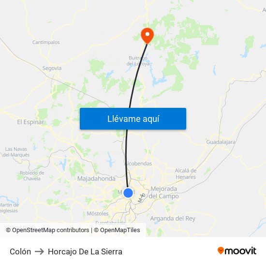 Colón to Horcajo De La Sierra map