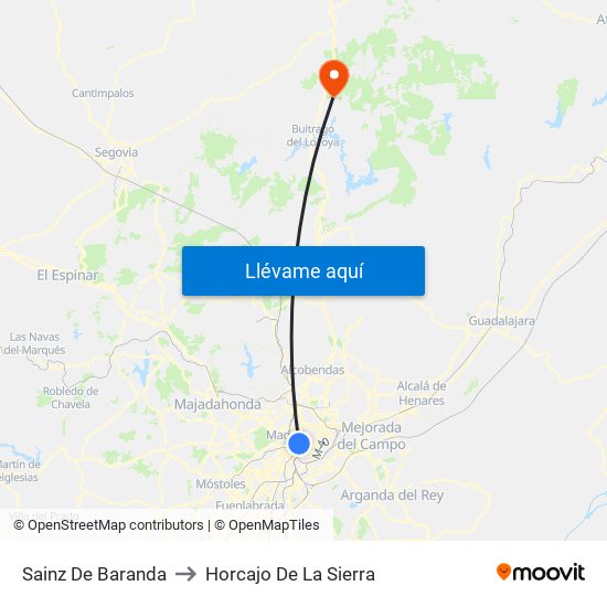 Sainz De Baranda to Horcajo De La Sierra map