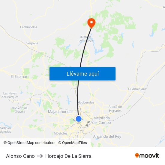 Alonso Cano to Horcajo De La Sierra map