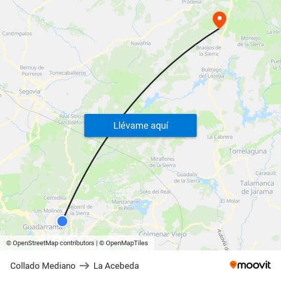 Collado Mediano to La Acebeda map