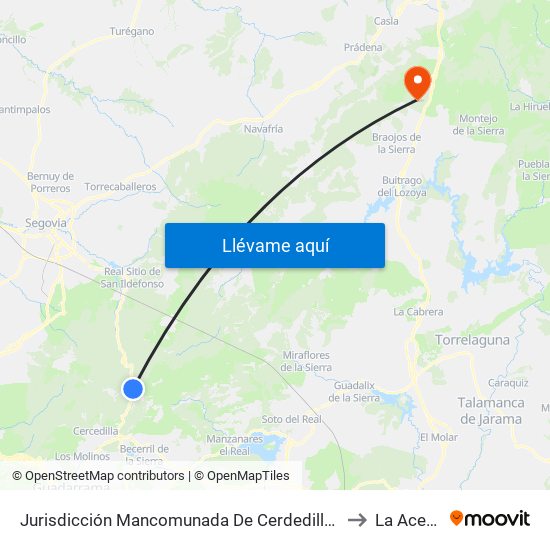 Jurisdicción Mancomunada De Cerdedilla Y Navacerrada to La Acebeda map