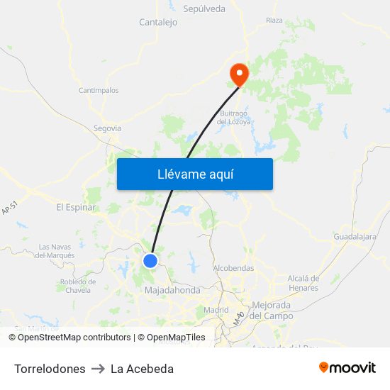 Torrelodones to La Acebeda map