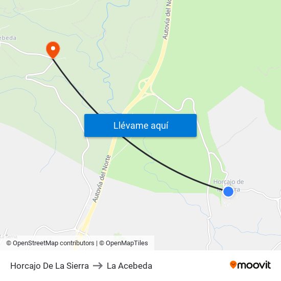 Horcajo De La Sierra to La Acebeda map